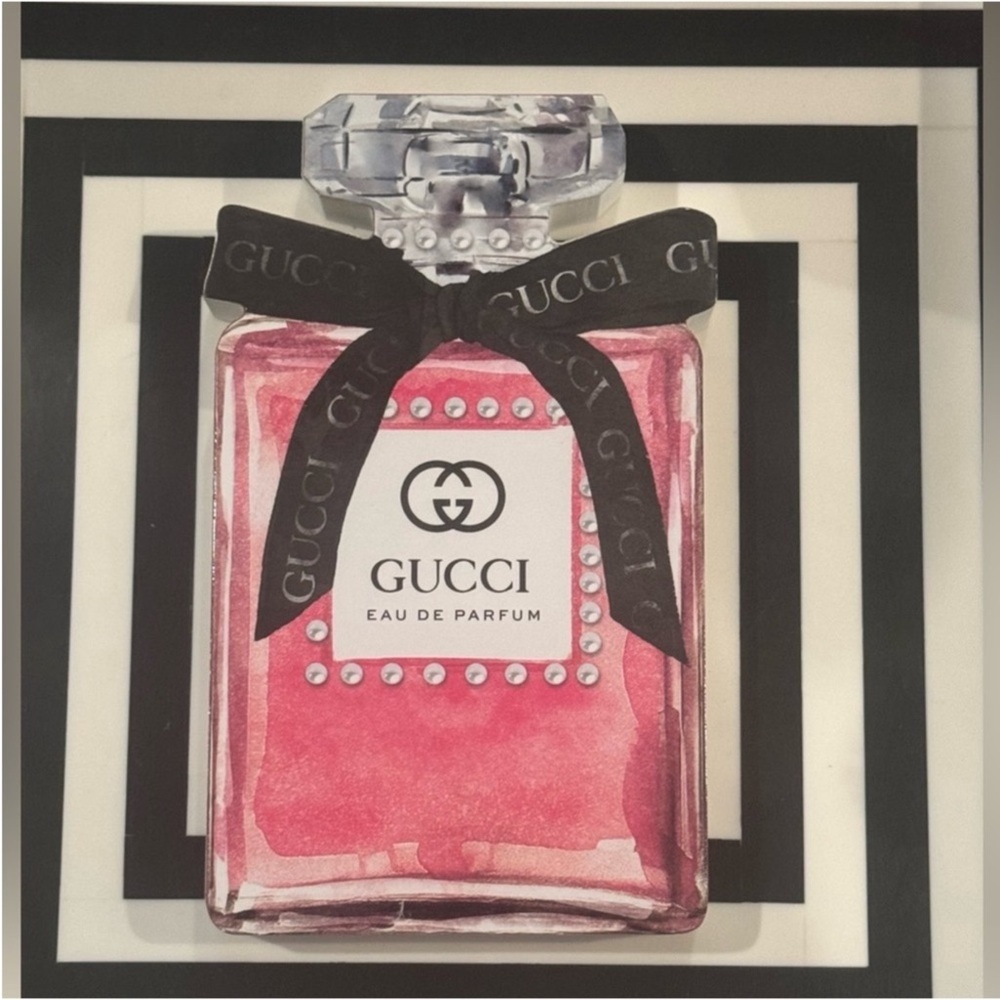 New Gucci luxury designer pink perfume bottle shelf art piece